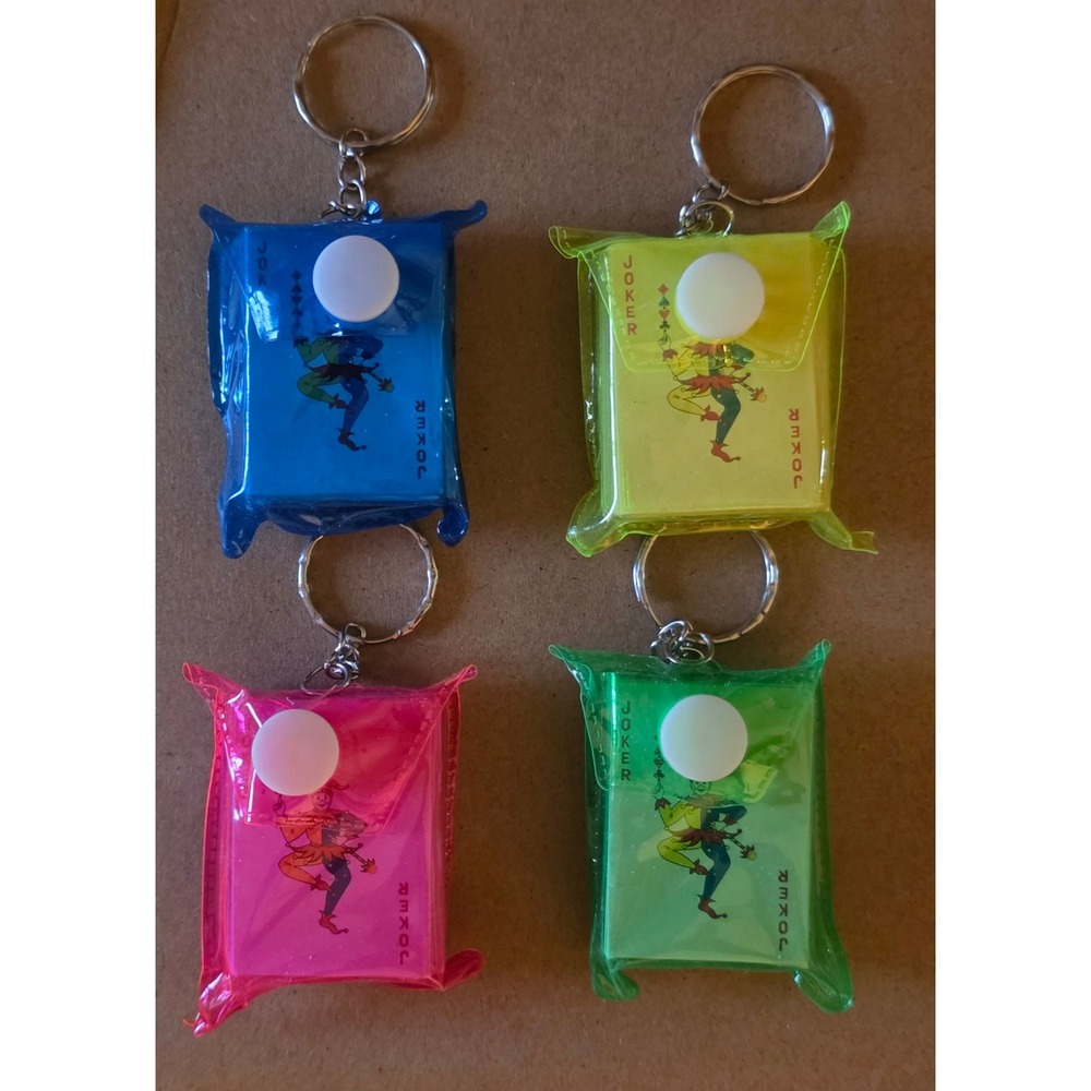 SET OF 4 Mini Playing Cards Keychain Tiny Deck of Cards Playable Portable